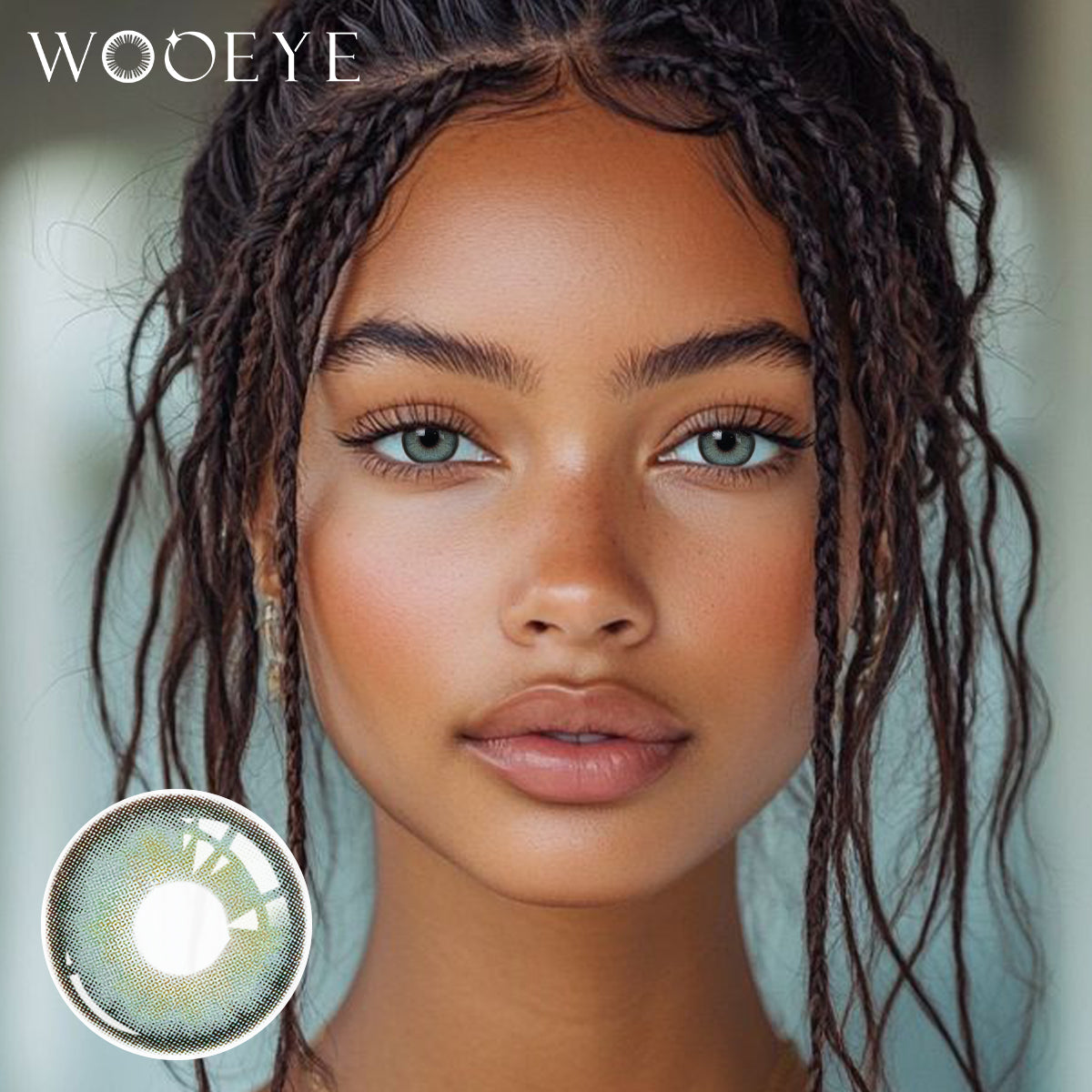 Model wearing Diamond Green II Contact Lenses