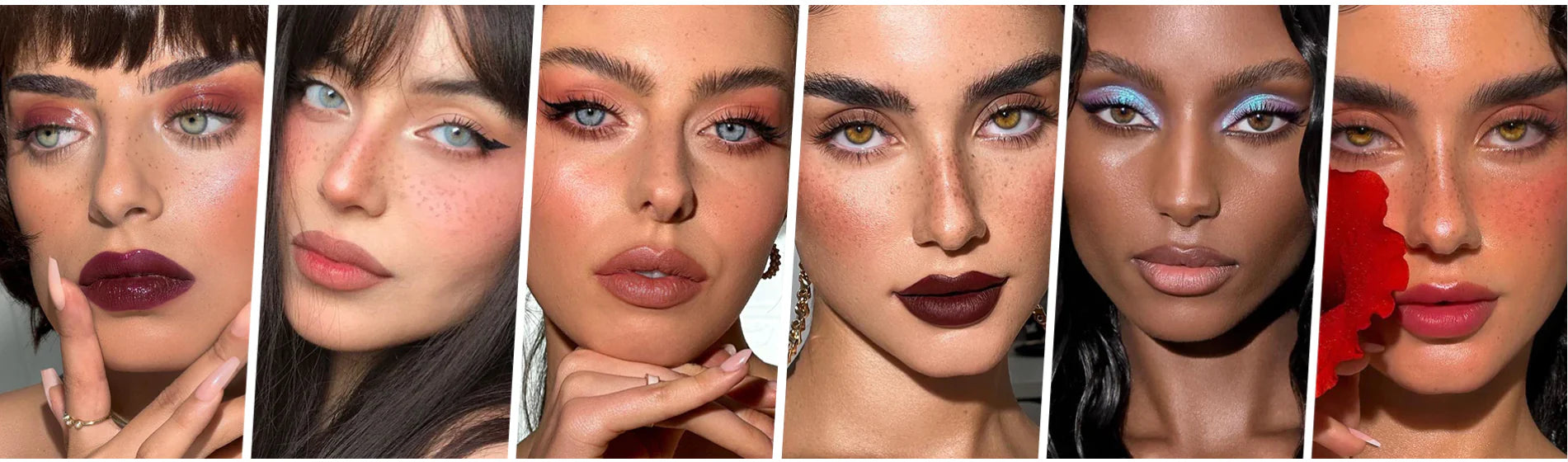 Models with different skin colors wearing wooeye colored contact lenses