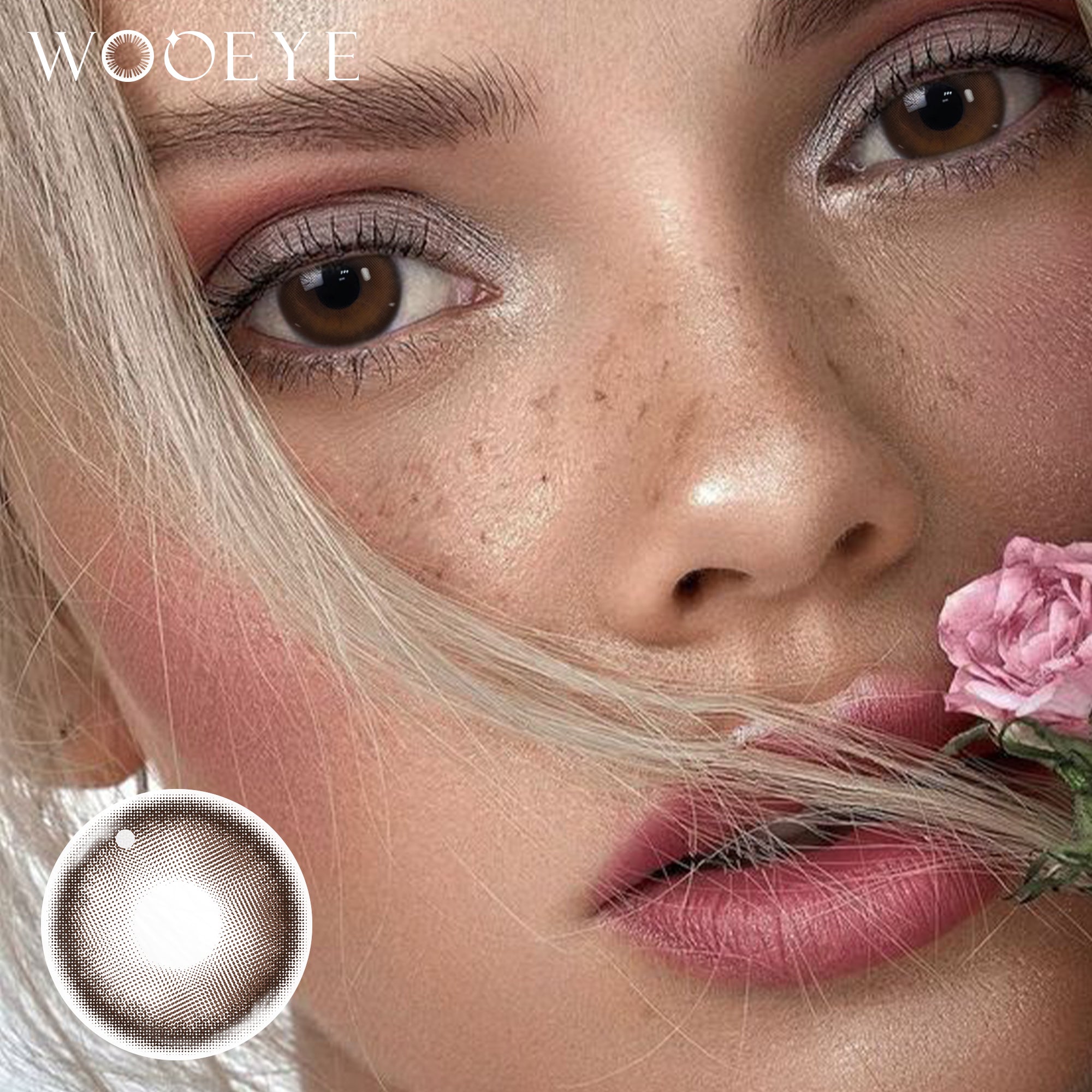 Model wearing Master Gray Contact Lenses