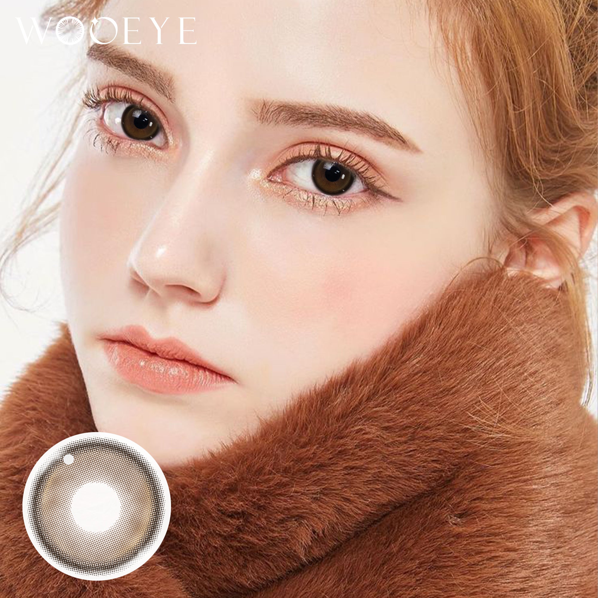 Model wearing Master Tea Brown Contact Lenses