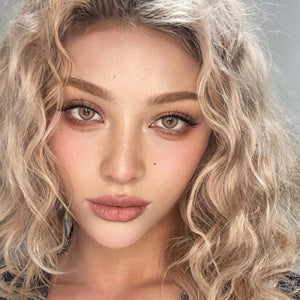 Model wearing Queen Brown III Contact Lenses