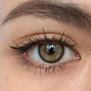 Close-up of eyes wearing Diamond Brown I Contact Lenses