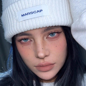 Model wearing Transform Blue Contact Lenses