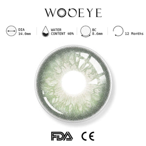 alice green product specifications, Wooeye logo on top, FDA and CE certification marks on bottom