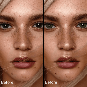 Girl wearing Wooeye Dancer Deep Green Contact Lenses before and after effect