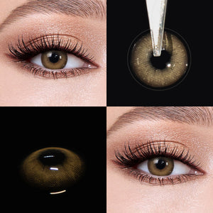 Brown eyes wearing Mystery Brown Contact Lenses