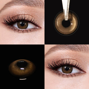 Brown eyes wearing Master Tea Brown Contact Lenses
