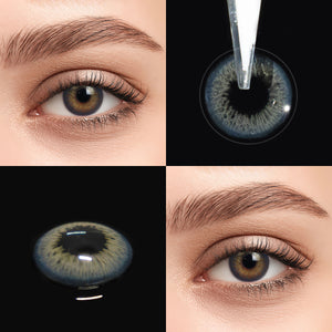 Brown eyes wearing Banshe Brown Blue Contact Lenses
