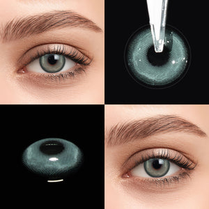 Brown eyes wearing Heaven Green Contact Lenses