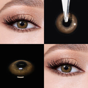 Brown eyes wearing Mulberry Brown Contact Lenses