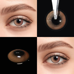 Brown eyes wearing Soul Pink Contact Lenses