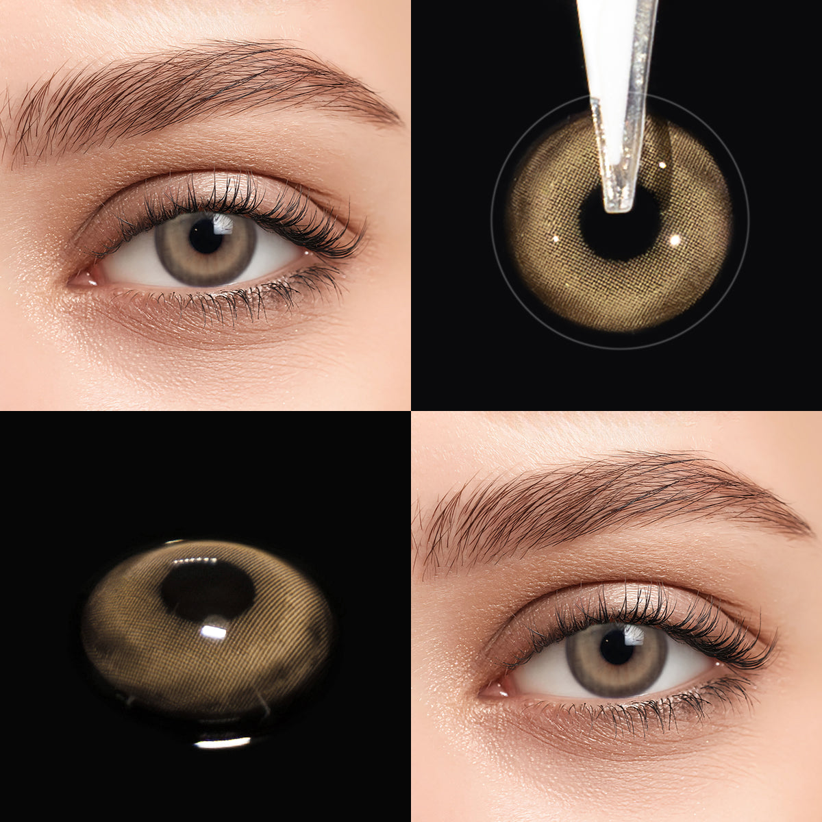 Brown eyes wearing Glass Brown Contact Lenses