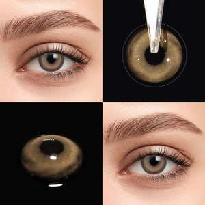 Brown eyes wearing Glass Brown Contact Lenses