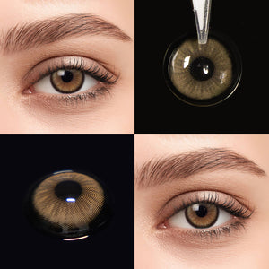 Brown eyes wearing Sugar Brown Contact Lenses