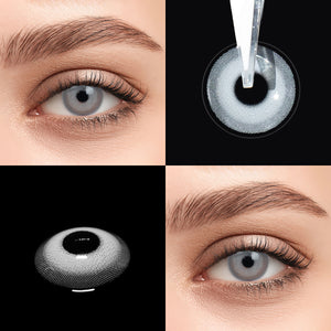 Brown eyes wearing Princess Gray I Contact Lenses