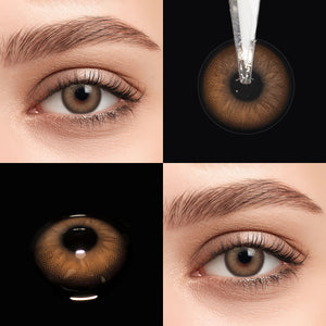 Brown eyes wearing Aura Brown Contact Lenses