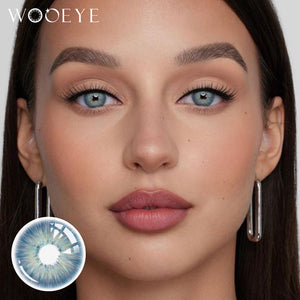 Model wearing Pattaya Blue Contact Lenses