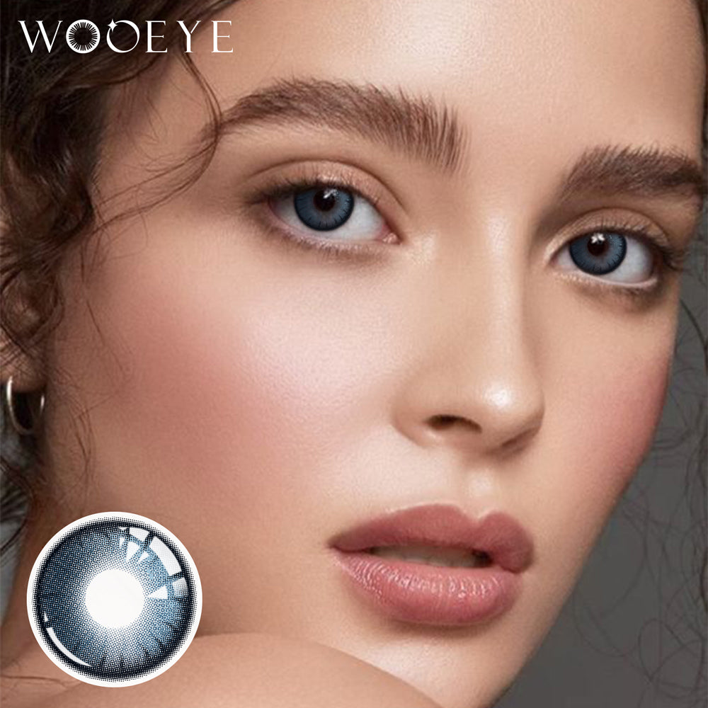 Model wearing Night Blue Contact Lenses