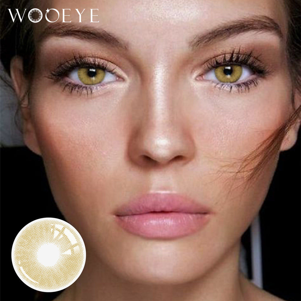Model wearing Mulberry Green Contact Lenses