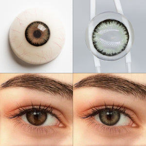Before and after wearing Queen Green II Contact Lenses