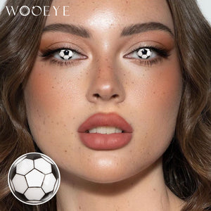 Model wearing Cosplay Football Contact Lenses