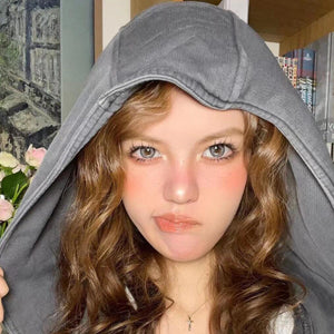 Model wearing Magic Grey Contact Lenses