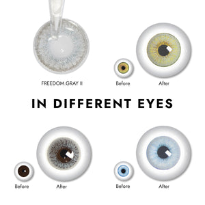 The effect of wearing Freedom Gray II Contact Lenses with different eye colors