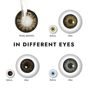Effect display of wearing Pearl Brown Contact Lenses for different eye colors