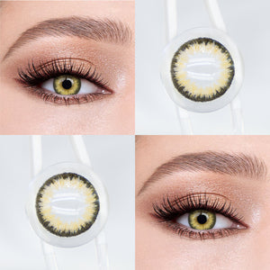 Brown eyes wearing Queen Brown I Contact Lenses