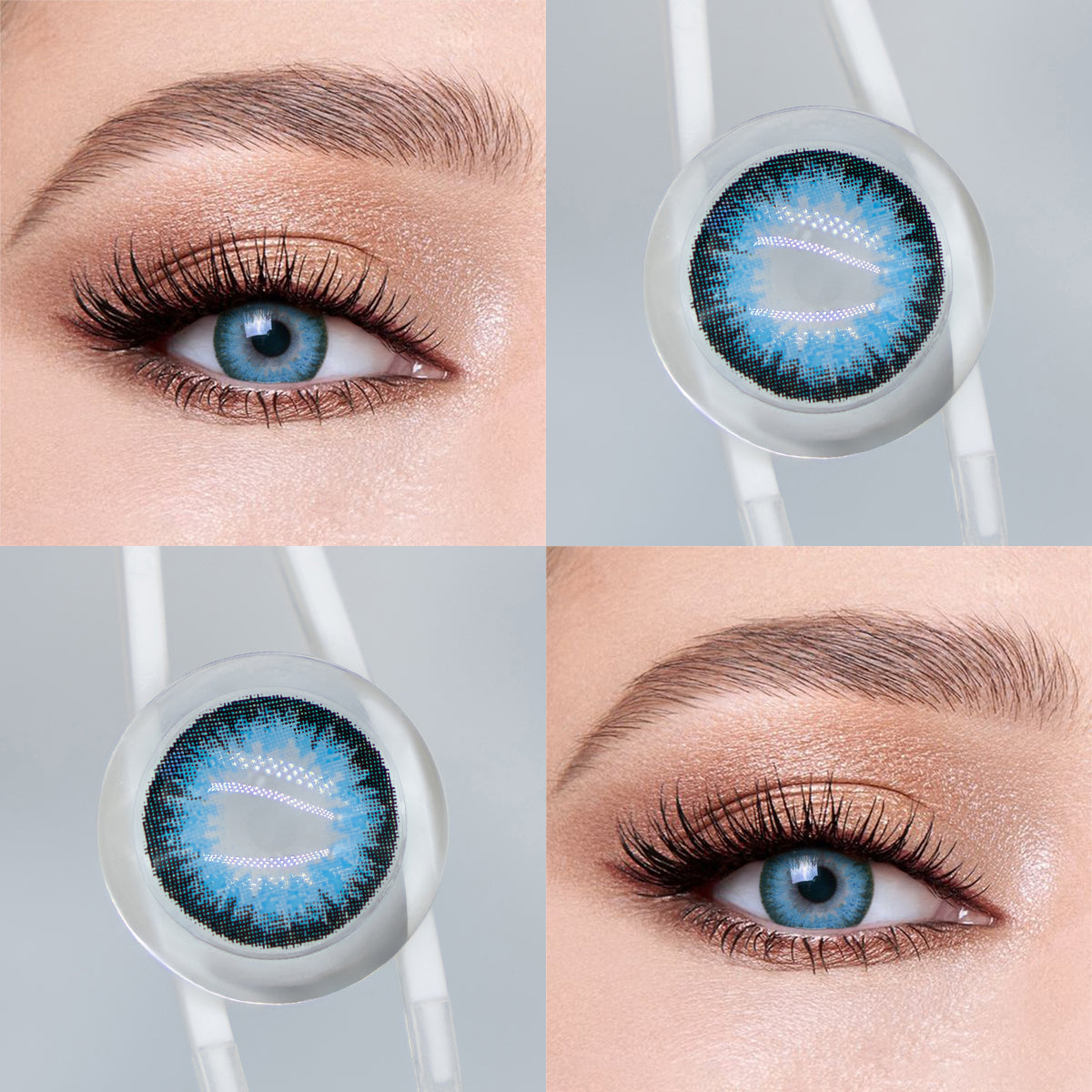 Brown eyes wearing Deep Ocean Blue Contact Lenses