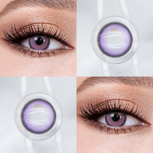 Brown eyes wearing Lilac-Purple Contact Lenses
