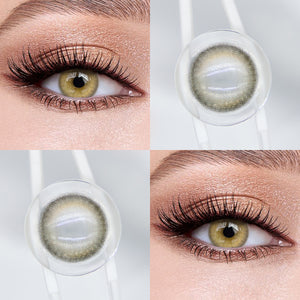 Brown eyes wearing Caramel Brown Contact Lenses