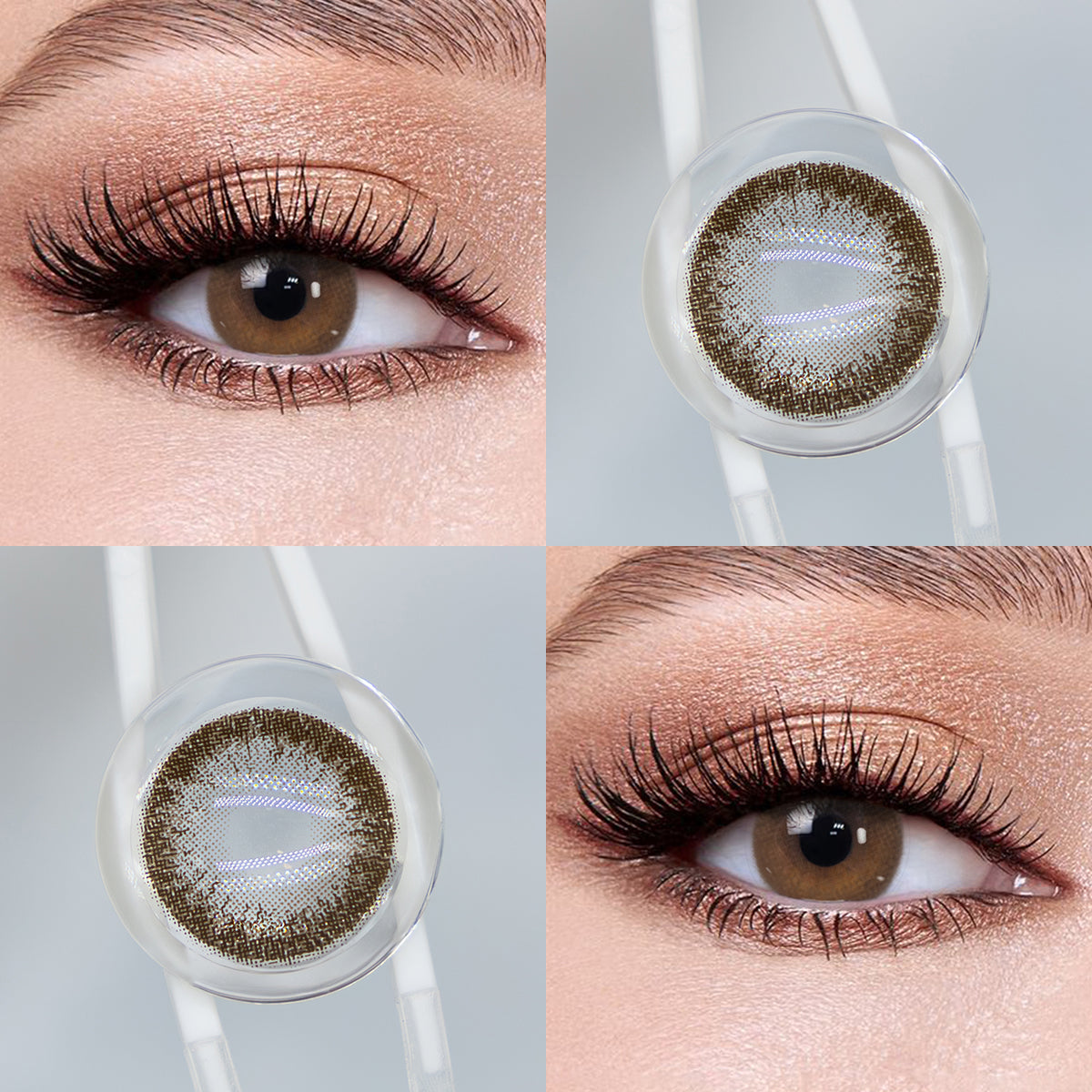 Brown eyes wearing Coffee Gray Contact Lenses