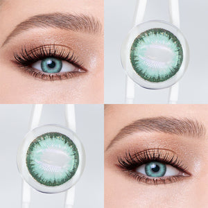 Brown eyes wearing Queen Green I Contact Lenses