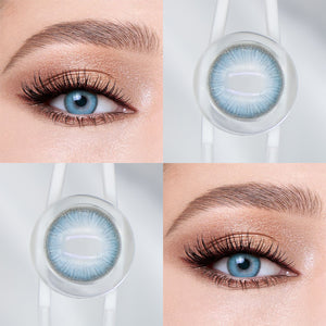 Brown eyes wearing Queen Ice Blue Contact Lenses