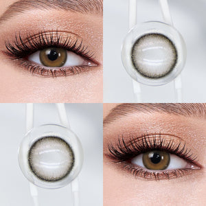 Brown eyes wearing Hazel Brown Contact Lenses