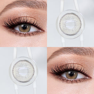 Brown eyes wearing Cream Brown I Contact Lenses