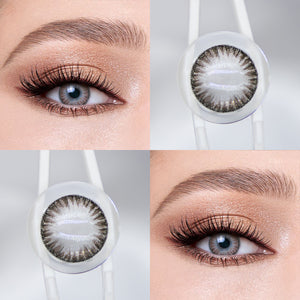 Brown eyes wearing Moon Brown I Contact Lenses
