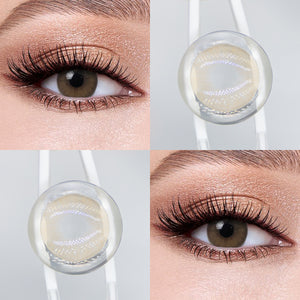 Brown eyes wearing Mousse Brown I Contact Lenses