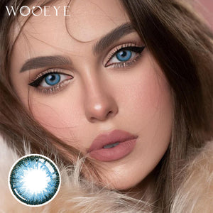 Model wearing Deep Ocean Blue Contact Lenses