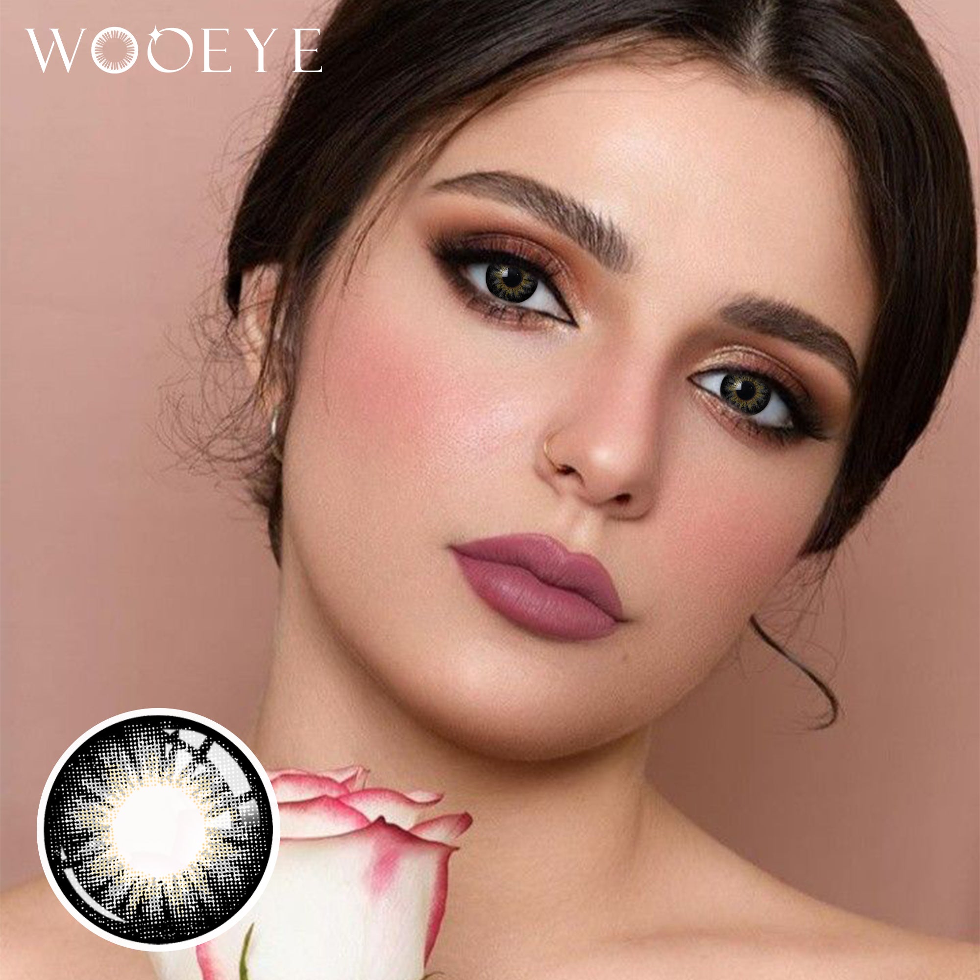 Model wearing Pearl Gray II Contact Lenses