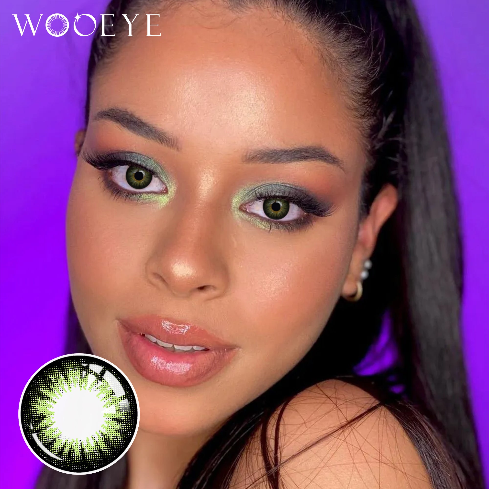 Model wearing Pearl Green Contact Lenses