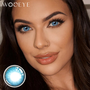 Model wearing Queen Ice Blue Contact Lenses