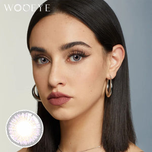 Model wearing Freedom Purple Contact Lenses