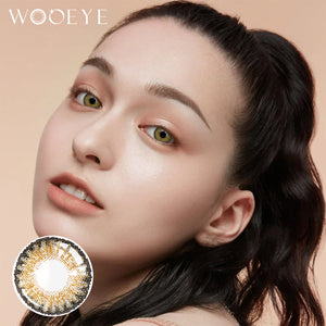 Model wearing Desert Dreams Brown Contact Lenses