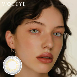 Model wearing Freedom Gray I Contact Lenses