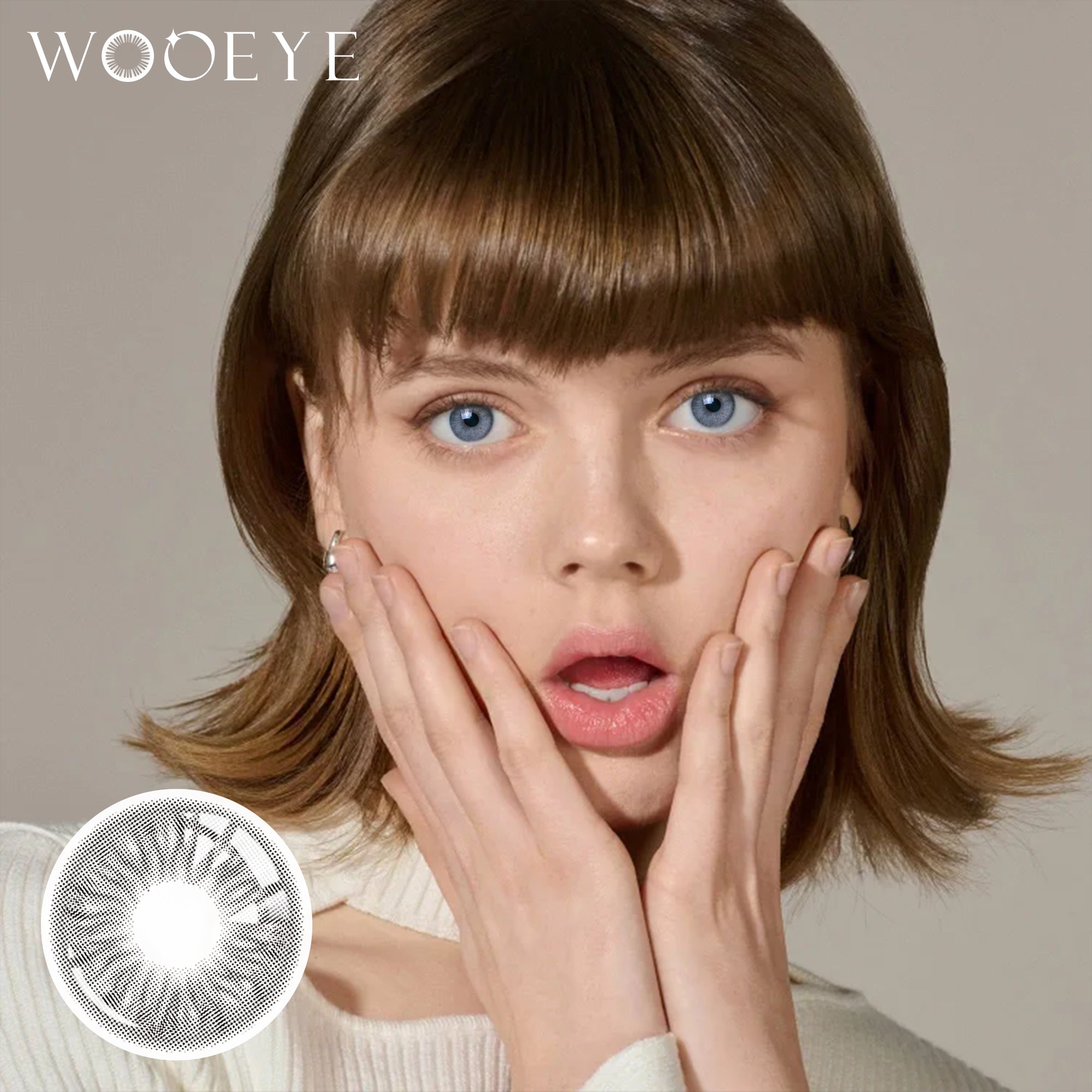 Model wearing Diamond Gray Contact Lenses
