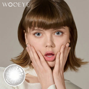 Model wearing Queen Gray Contact Lenses
