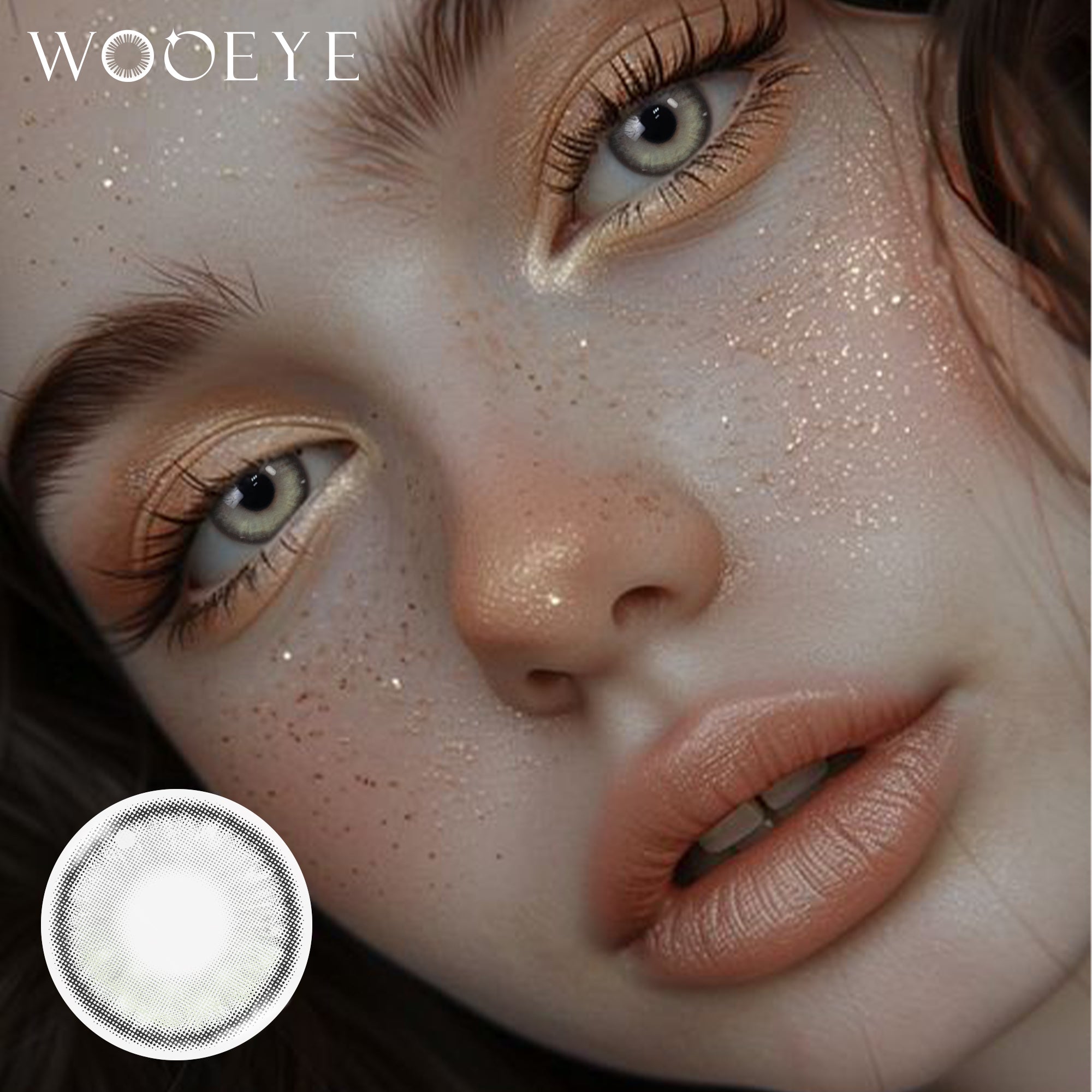 Model wearing Bubbles Gray Contact Lenses