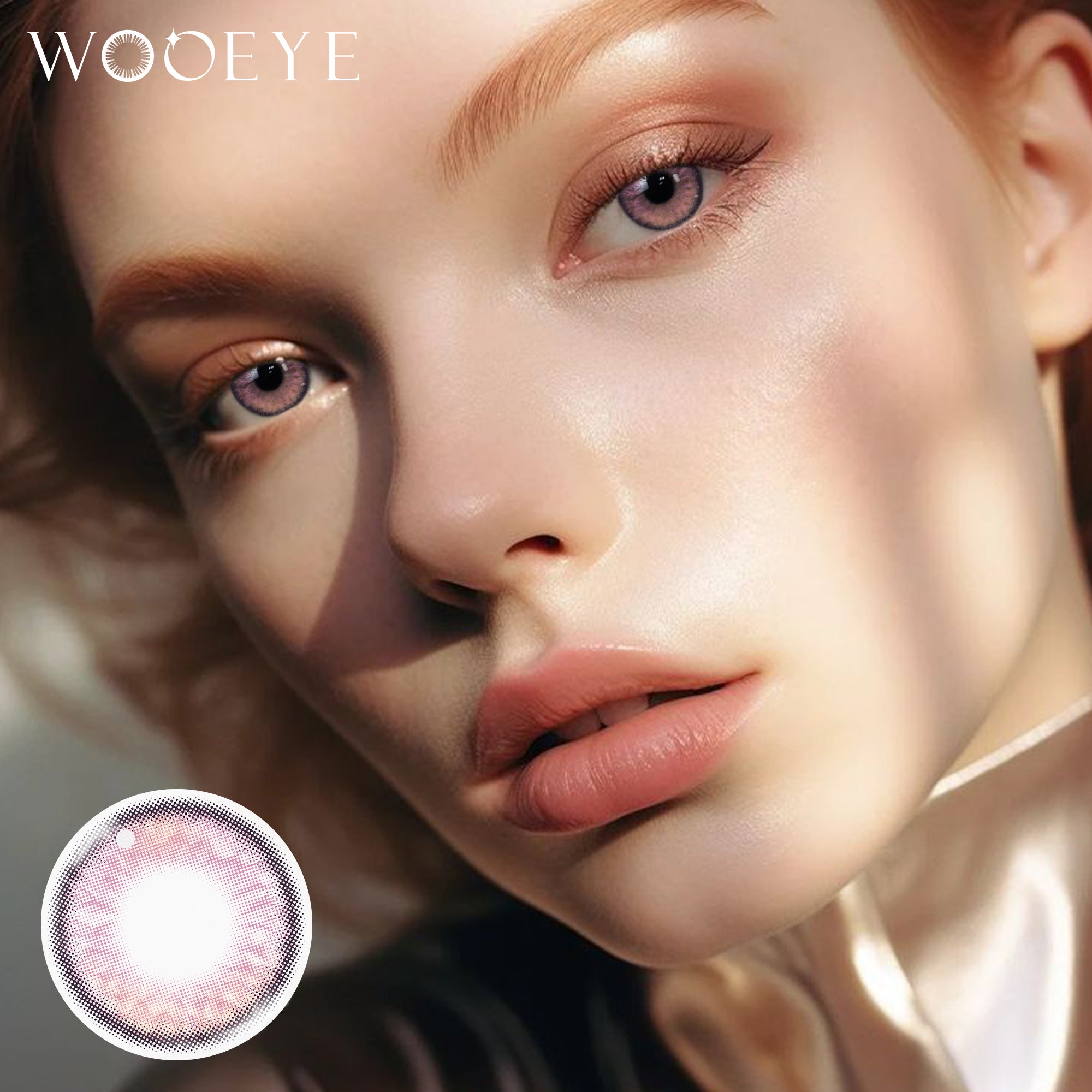 Model wearing Plato Purple Contact Lenses